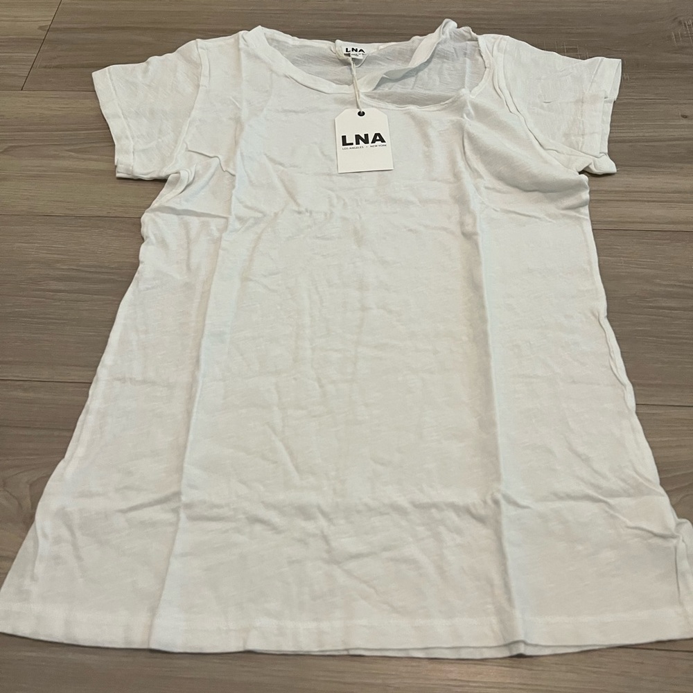 LNA Ripped Neck Desert White Tshirt